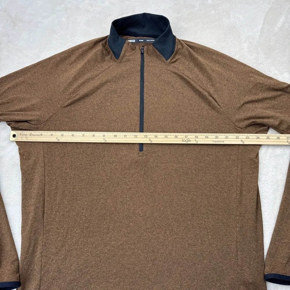REI‎ Co-op Quarter Zip Pullover Mens XL Brown Heather Long Sleeve Stretch 140973